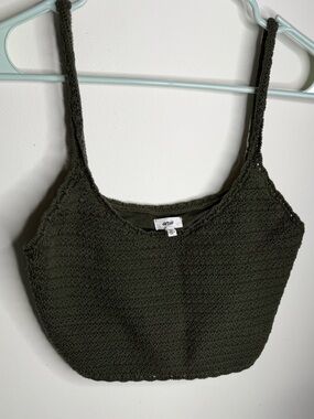 aerie Olive Green Crocheted Knit Tank